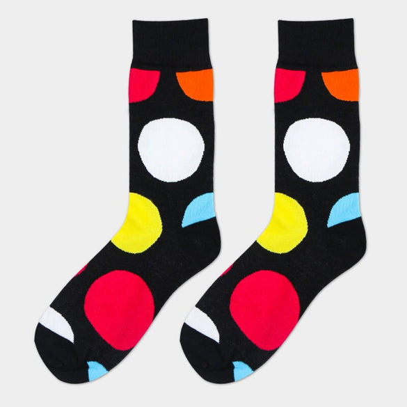 2018 Summer Fashion Mens Cotton Socks Colorful Striped Jacquard Art Socks Hit Color Dot Long Wedding Socks Men's Dress Sock