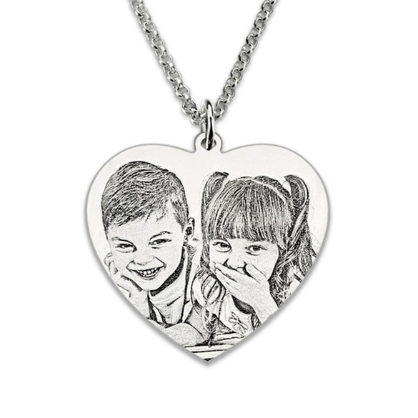 Personalized Photo Necklace Engraved Name Heart Necklace for Women Titanium Steel Jewelry Custom Memorial Gift Mother's Day Gift