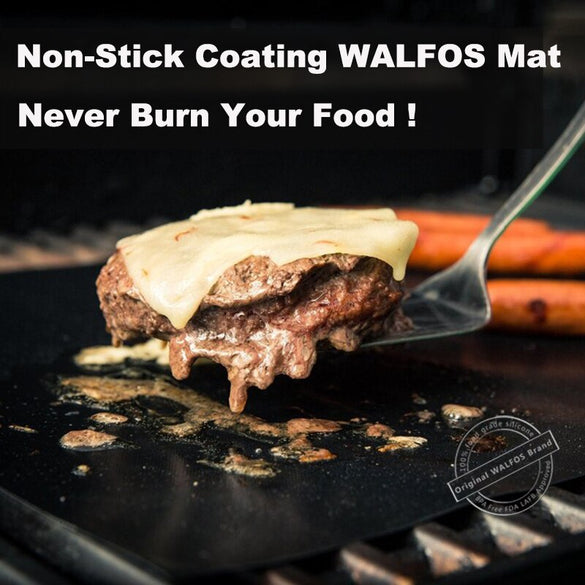 WALFOS 0.2mm Thick ptfe Barbecue Grill Mat 33*40cm non-stick Reusable baking BBQ Grill Mats Sheet Grill Foil BBQ Liner