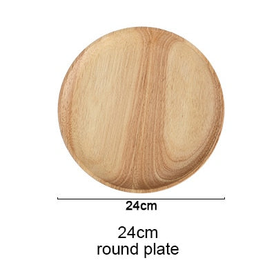 Chinese Style Beech Wooden Plate Dishes Fruit Tray Walnut Plates Kitchen Tools Dark Walnut Solid Wooden Bowl Tableware Sets