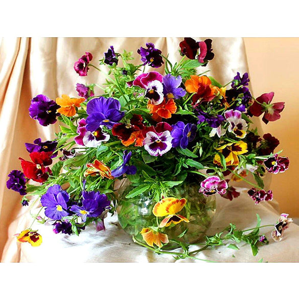 5D Diamond mosaic diamond embroiderye  Colorful flowers and vases  mbroidered Cross Stitch Home decoration Gift