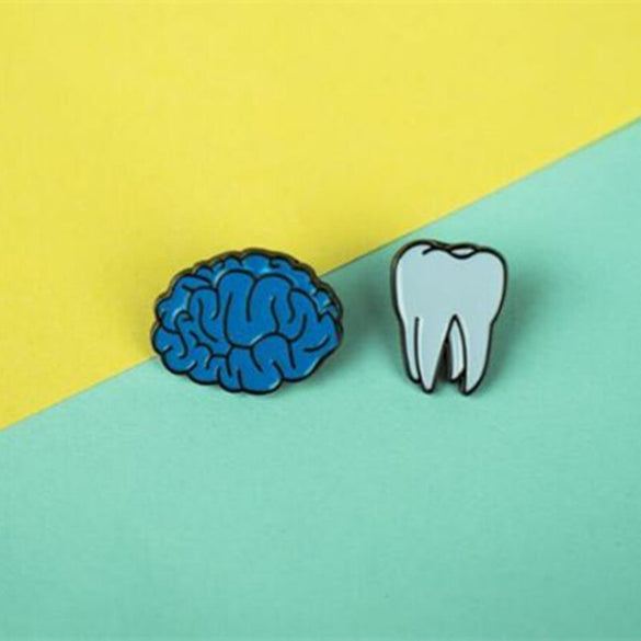 Timlee X015 Cartoon Cute Brain Heart Eye Tooth Metal Brooch Pins Button Pins Girl Gift Wholesale