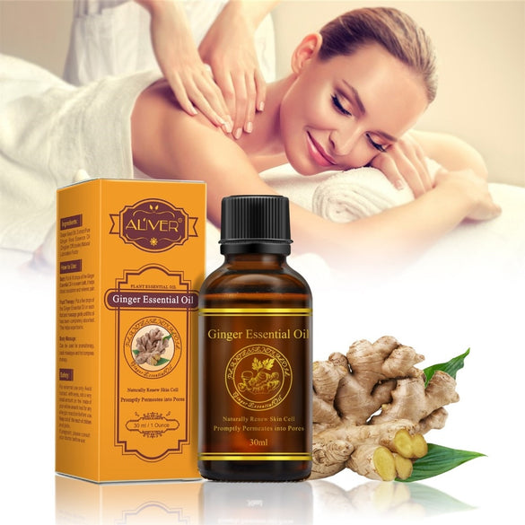 30ml Pure Plant Essential Oils Ginger Relax Improve Sleep Massage Thermal Body Oil Body Skin Care Hot Sale Drop Shipping TSLM1