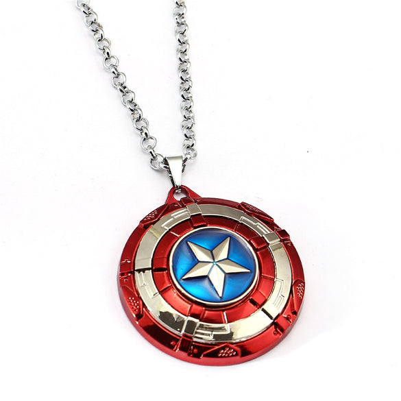 Captain America Necklace The Avengers Rotatable Pendant Fashion Stainless Steel Chain Necklaces Gift Jewelry Accessories