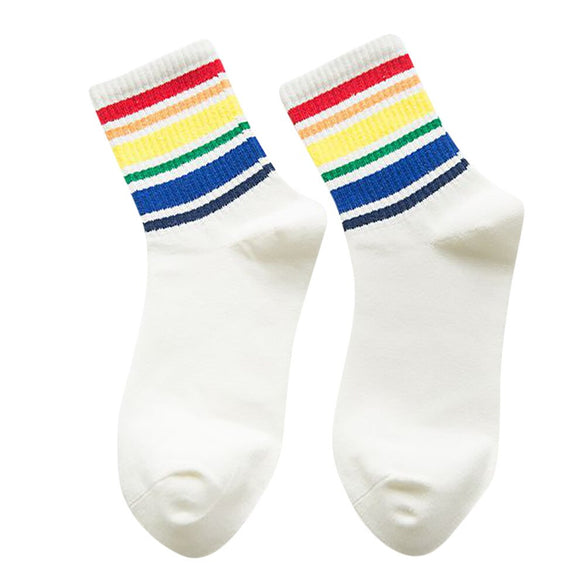 Winter New Unisex Socks Cotton Rainbow Striped Socks Xmas Fashion Warm Chrismas Casual Hipster hosiery