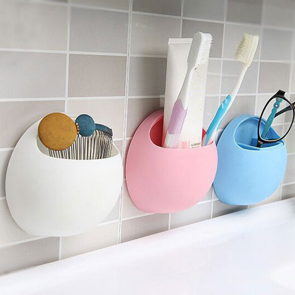 Multi-functional Bathroom Shelves Strong Suction Cup Toothbrush Holder Sundries Storage Box