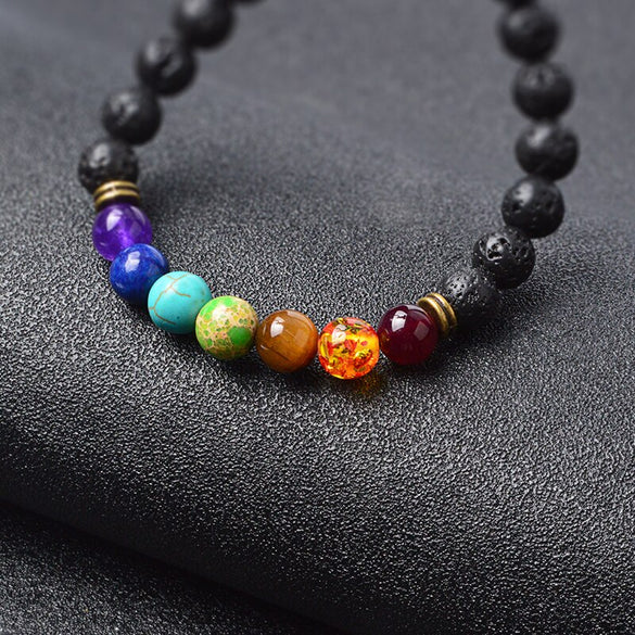 Multicolor Tiger Eye Stone Black Resin Lava Beads Chakra Bracelets Wristband Bangles bijoux Rope Chain Women Men Jewelry