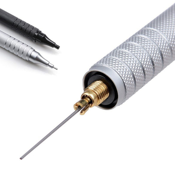 Automatic Drafting Pencil, 0.5mm Lead Size, Metallic Black Sliver Barrel Mechanical Pencil 1 Piece