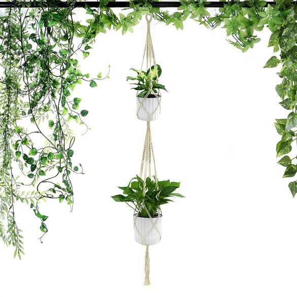New 1PC Macrame Plants Hanger Hook 4 Legs Retro Flower Pot Hanging Rope Holder String Home Garden Balcony Decoration Wall Art