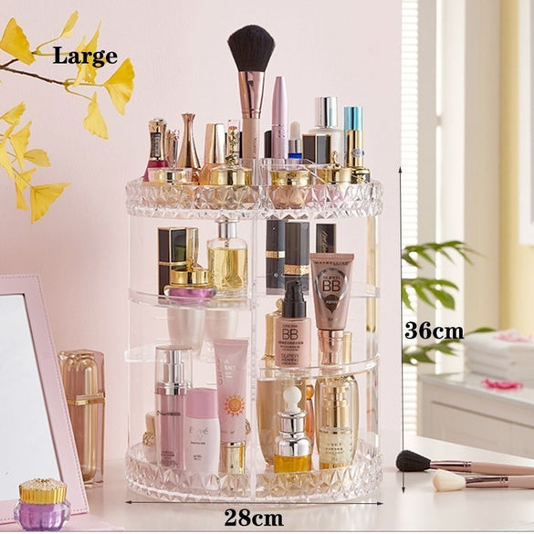Acrylic Makeup Organizer Bling Crystal Makeup Brush Holder 360 Degree Rotating Clear Cosmetic Storage Organizer Makyaj Kutusu