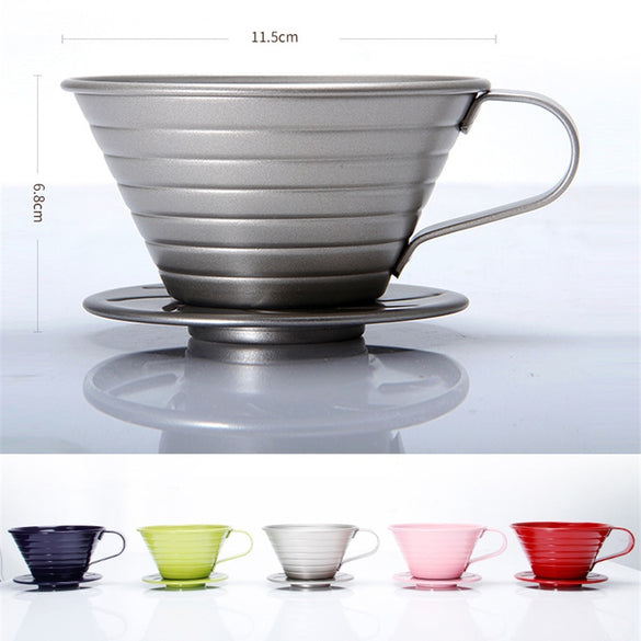 Stainless Steel Dripper Cup Coffee Maker V60 Coffee Drip Coffee Brewer 4 Colors Espresso Filters Coffee Accessories