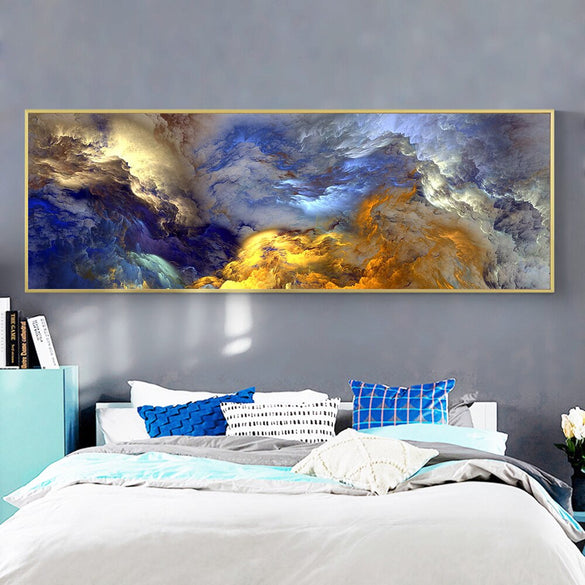 WANGART Abstract Colors Unreal Canvas Poster Blue Landscape Wall Art Painting Living Room Wall Hanging Modern Art Print Painted