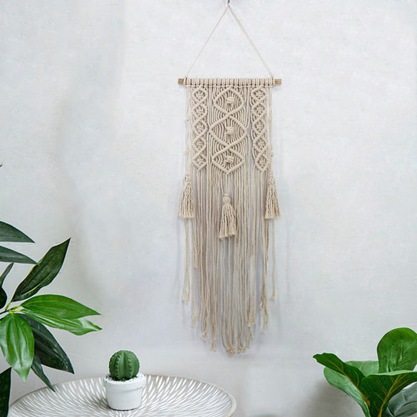Macrame Wall Art Handmade Cotton Wall Hanging Tapestry with Lace Fabrics Bohemian Hanging Decoration Best Gift