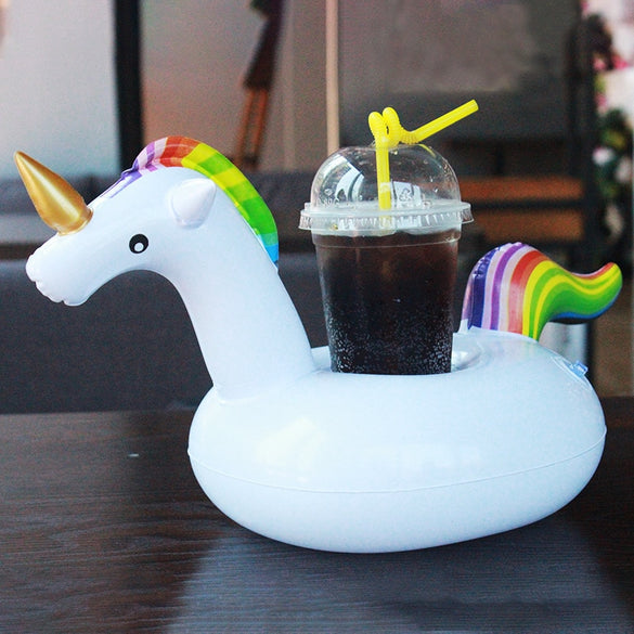 YUYU Hot Mini Unicorn Inflatable Cup Holder Drink Float Water toys Supplies Party Beverage Boats Phone Stand Holder Pool Toys