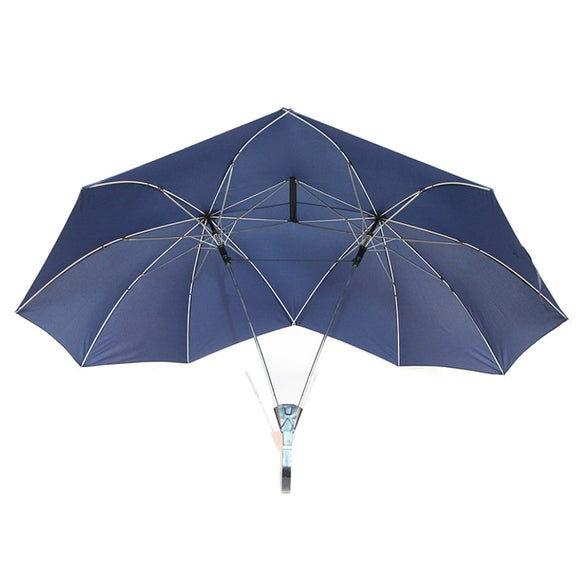 2017 Novelty Automatic Two Person Umbrella Parasol Lover Couples Umbrella Two Head Double Rod Umbrella Bumbershoot