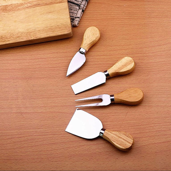 4pcs/set wood Handle sets  Bard Set Oak bamboo Cheese Cutter Knife slicer Kit Kitchen cheedse cutter Useful Cooking Tools