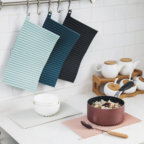 Foldable Drain silicone pad Non-slip Drain Drying Flume Draining Mat Non-slip Trivet Washboard Home Kitchen Accessories Tool