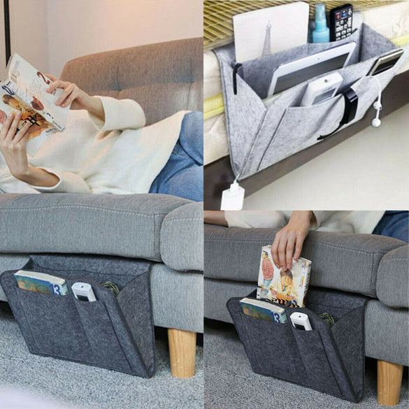 Felt Bedside Storage Organizer Bed Desk Bag Sofa TV Remote Control Hanging Caddy Couch Storage Organizer Bed Holder Pockets