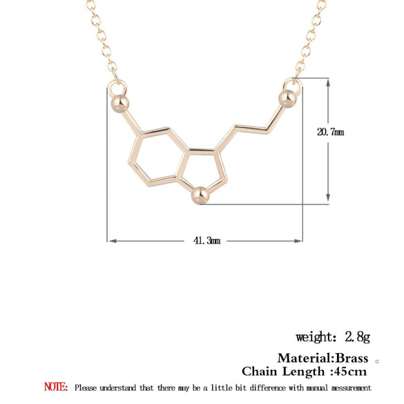 Todorova Hot Sale Serotonin Molecule Chemistry Necklace Unique Charm Pendant Friendship Minimalist Brand Jewelry for Women Girls