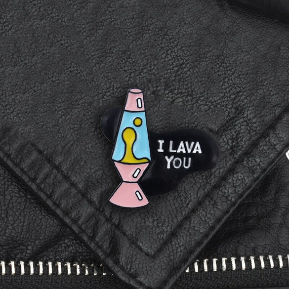 Burner Melt Lava Brooch Black Heart I LAVA YOU Fantasy Love Features Enamel Pin Knit Sweater Hat Couple Badge Boy Girl Jewelry