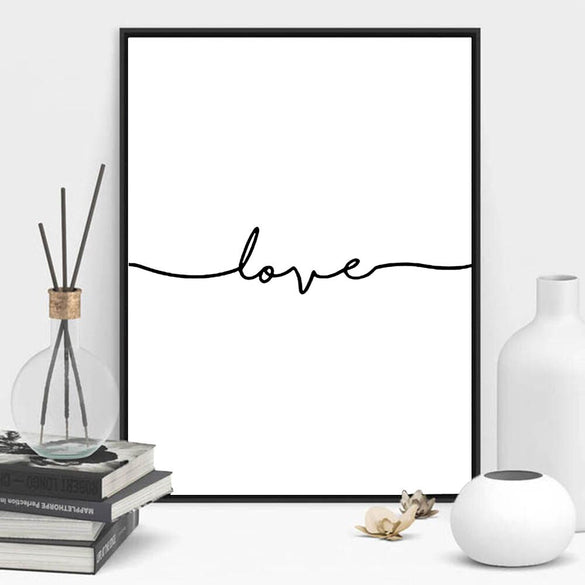 Love Sign Word Art Black and White Poster Canvas Prints Art inspirational wall modern home decor painting on the wall pictures