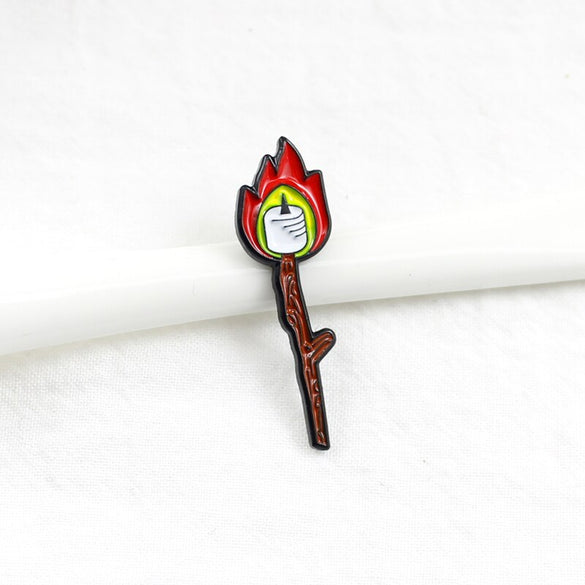 GDHY Pin Match Candle Brooch Wood Stick Candle Candlelight Flame Enamel Pins Brooch For Kids T-shirt Clothing Backpack Jewelry