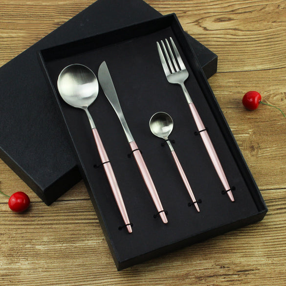 7 Colors Stainless Steel Cutlery Set Noble Fork Knife Dessert Dinnerware Tableware Gold Silver Black Coffee