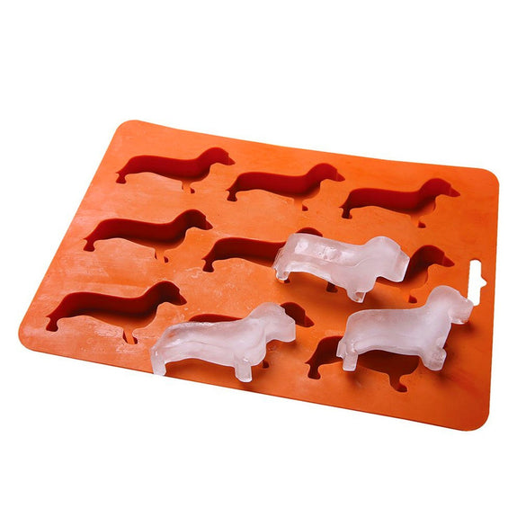 Behogar 9 Slots Cute Dog Shaped Silicone Molds Ice Cube Maker Mold Tray Moulds Box for Whisky Cocktails DIY Chocolate Cake Decor