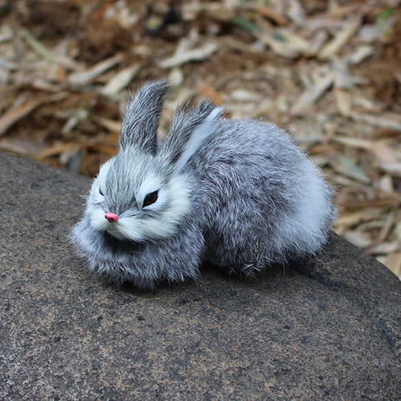 15CM Mini Realistic Cute White Plush Rabbits Fur Lifelike Animal Easter Bunny Simulation Rabbit Toy Rabbit Model Birthday Gift