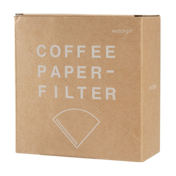 watchget Design Filter Paper with Holder 100 Pieces Wooden/Bleached Paper Hand V60 Drip Paper Coffee Filter