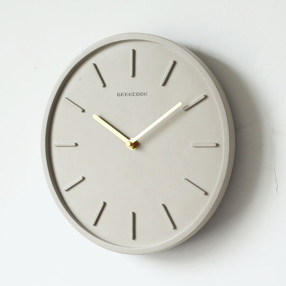 Nordic Cement Wall Clock with Metal Pendulum Bedroom Silent Needle Clock Living Room Industrial Wind Decor 10 inch Round Clocks