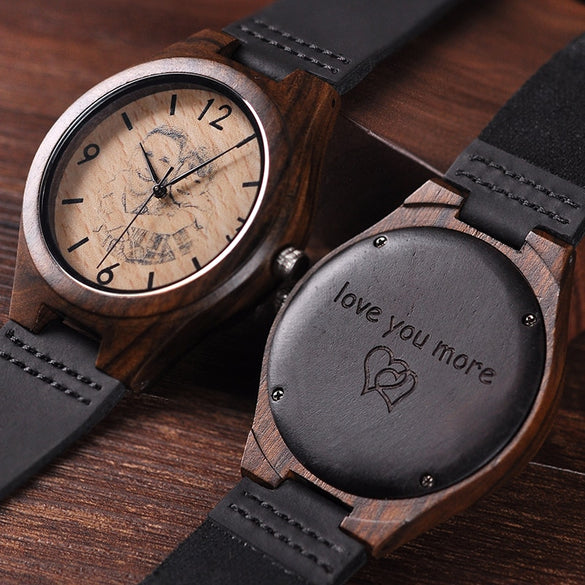 BOBO BIRD Personalized Men Watch Wooden Timepieces Special Family Present Customers Photos Free Printing Engraving Drop Shipping
