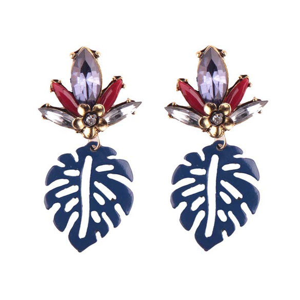 Vedawas New arrival Enamel Leaf Earrings For Women Cute Flowers Statement Big Earrings 2018 Hot Sale ZA Jewelry wholesale xg1385