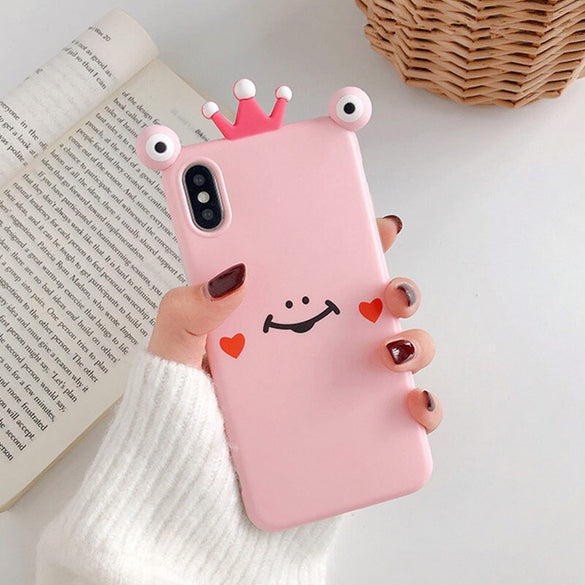 JAMULAR 3D Cartoon Frog Prince Phone Case For iPhone 7 XS MAX XR X 8 6 6s Plus Cute Couples Soft Back Cover For iPhone XR Fundas