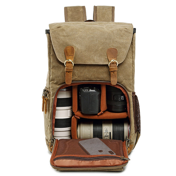 Batik Canvas Waterproof Photography Bag Outdoor Wear-resistant Large Camera Photo Backpack Men for Nikon/Canon/ Sony/Fujifilm