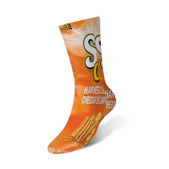 1 pair Funny Unisex Men Art Socks women printing Potato chips Knee High Socks cotton art Long socks For men 8S-D15