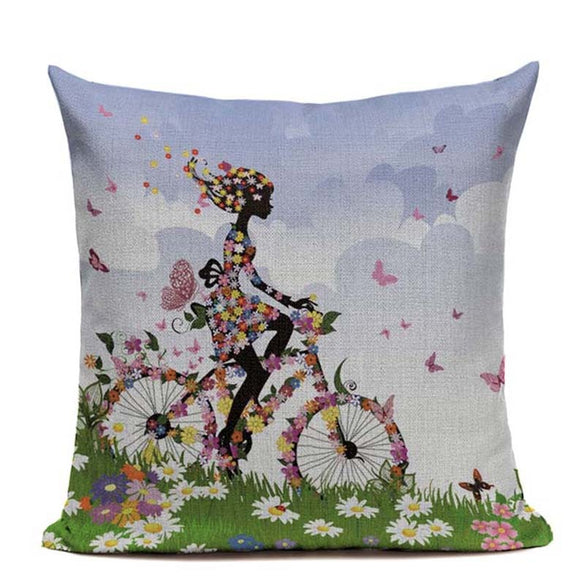 Urban Fashion Bird Flowers Girls Cushion Cover Home Decor Sofa Chair Car Decoration Pillow Case Cover Almofada Cojines 43*43cm