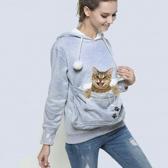 Unisex Big Kangaroo Pet Carrier Hoodie Long Sleeve Dog Cat Holder Carrier Sweatshirt For Small Pet Lovers Drop Shipping