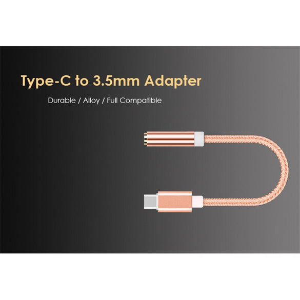 CatXaa Type C to 3.5 Earphone Adapter USB 3.1 Type-C USB Male to 3.5mm AUX Audio female Cable Converter for Xiaomi 6 Mi6 Letv 2