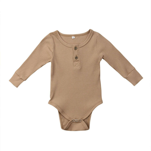 Newborn Baby Kids Girls Boys Clothes Clothing Bodysuit Cotton Long Sleeve Unisex Jumpsuit One-Pieces Ribbed Climbing Suit 0-24M