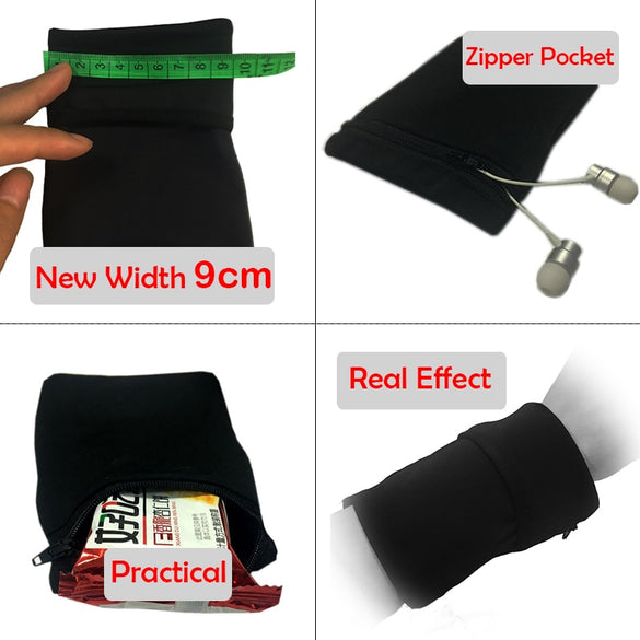 Sport Armband Running Bag Gym Cycling Wristband Badminton Tennis Sweatband Wrist Support Pocket Wrist Wallet Pouch Arm Bag