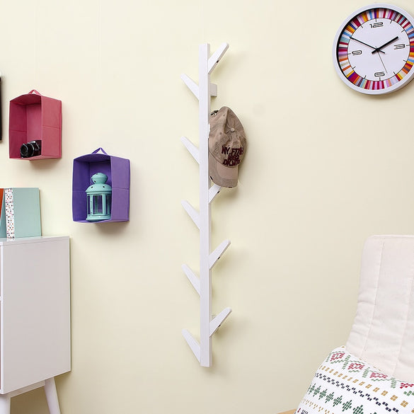 Hot Rushed New Prateleira Wall Shelf Tree Shape Bamboo Coatrack Cap Othes Hook Hanger For Creative Living Room Wall Hanging