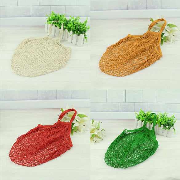 Mesh Net Shopping Bag Reusable Grocery Bag Eco Friendly Woven Cotton Bag Totes Fruit Storage Handbag Casual Handbag One Piece