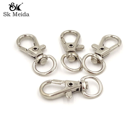 20pcs Silver Plated Metal Swivel Lobster Clasp Clips Key Hook Keychain Split Key Ring Findings Clasps For Keychains Making 30mm