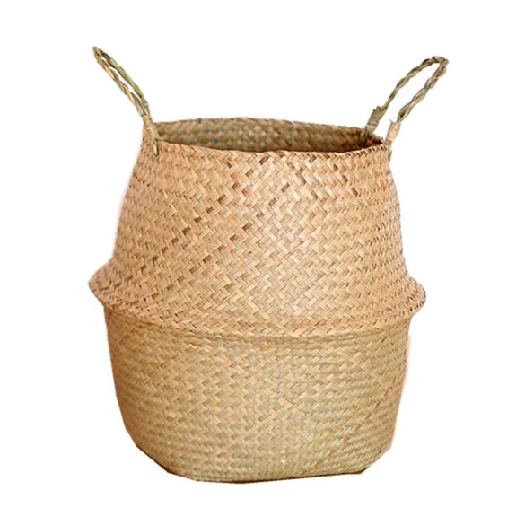 Seagrass Wickerwork Basket Rattan Hanging Flower Pot Dirty Laundry Hamper Storage Basket MAL999