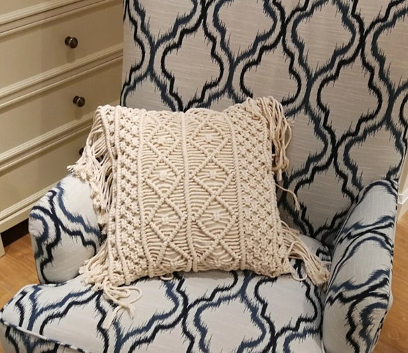 45*45cm 100% Cotton Linen Macrame Hand-woven Cotton Thread Pillow Covers Geometry Bohemia Cushion Covers Home Decor