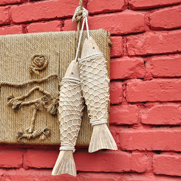 Scandinavian Hanging Decoration Vintage Wooden Crafts Fish Decorations Nordic Style Retro Home Stay Living Room Wall Art Decor