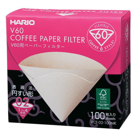 FeiC 02 100-Count Coffee Natural Paper Filters No bleach for 4 cups for Barista VCF-02-100MK
