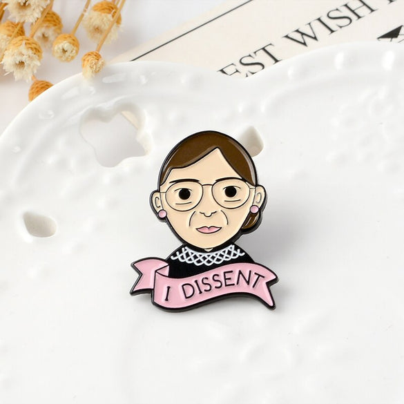 Ruth Bader Ginsburg Pin I Dissent RBG Enamel Pin Badge Cartoon Figure Brooch Lapel Pin Brooches for friends Women Girl Jewelry