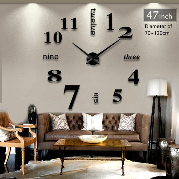 2019 New Home decoration big mirror wall clock modern design 3D DIY large decorative wall clocks watch wall unique gift